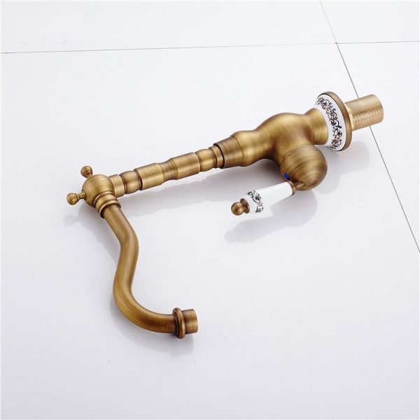 Sink Bathroom Faucet Basin Mixer Tap Antique Brass Ceramics Deck Mounted Retro Porcelain Handle Faucets Sale