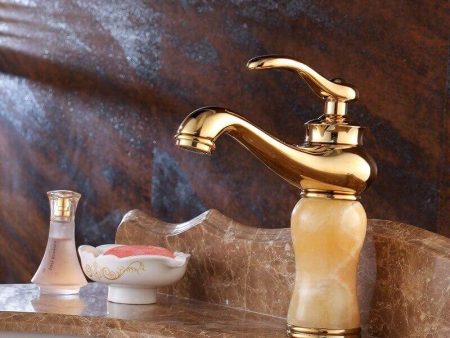 Gold Jade Ware Bathroom Faucet Single Handle Single Hole Sink Basin Faucet Cold Hot Water Mixer Bathroom Accessories Online Hot Sale