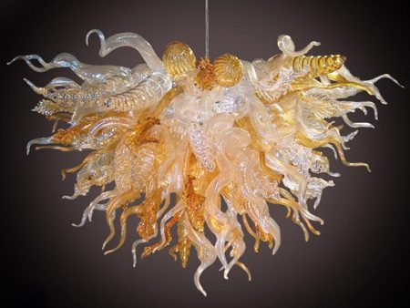 Modern Art Amber Hanging Lamps Hand Blown Glass LED Chandelier Discount