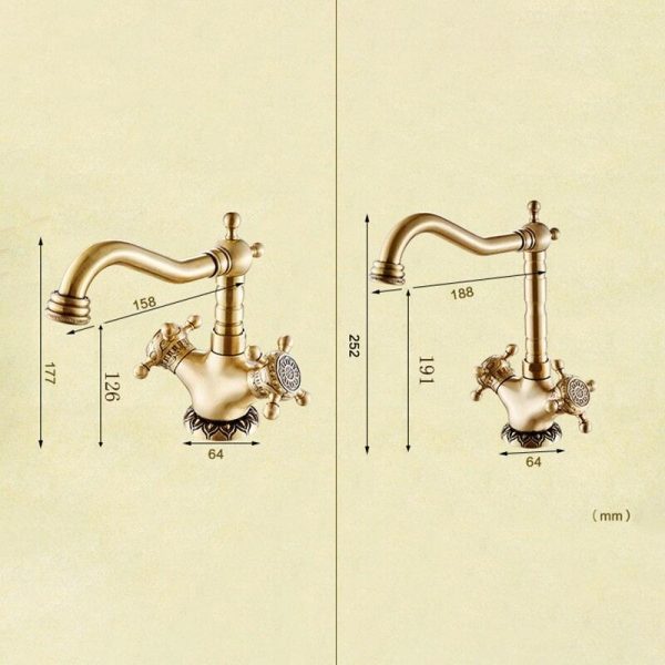 Basin Faucets Antique Brass Bathroom Faucet Basin Carving Tap Rotate Double Handle Hot and Cold Water Mixer Taps Fashion