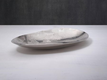 silver textured metal platter- large Sale