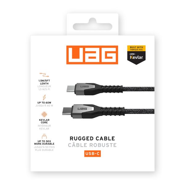 UAG 5 ft. 150cm USB-C to USB-C Kevlar Rugged Charge and Sync Cable - Black - 15-12678 Fashion