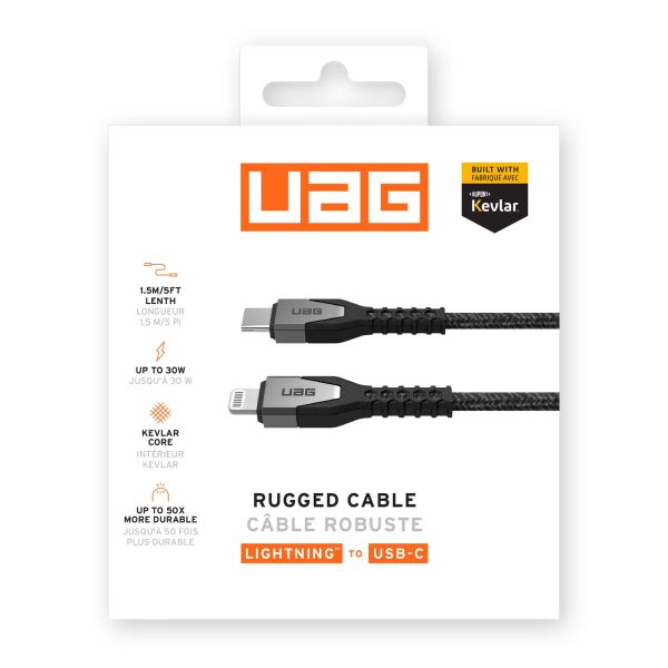 UAG 5 ft. 150cm USB-C to Lightning Kevlar Rugged Charge and Sync Cable - Black - 15-12679 For Cheap