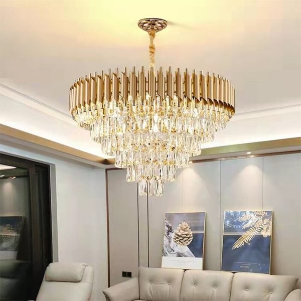 Luxury Round Black Modern Crystal Led Chandelier For Living Room For Cheap