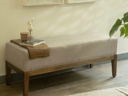 Upholstered Wooden Bench with Wooden Slider on Sale