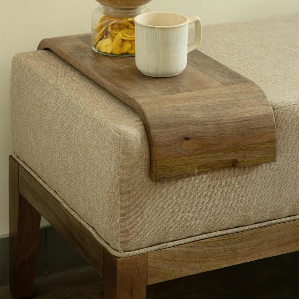 Upholstered Wooden Bench with Wooden Slider on Sale