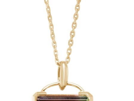 14K Yellow Gold Bi-Color Tourmaline Pendant on Sale