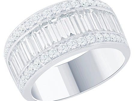 14k White Gold 2.45cttw Baguette Diamond Band Discount