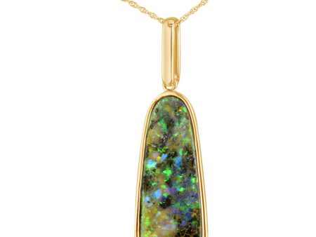 14K Yellow Gold Australian Boulder Opal Pendant Hot on Sale