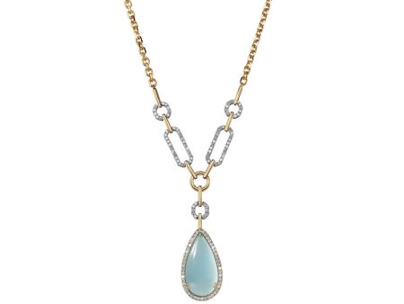 18K White Gold 18K Yellow Gold Aquamarine Diamond Neckpiece Fashion