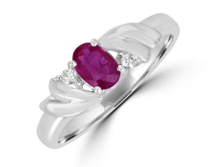 14k White Gold .53ct Ruby and .04cttw Diamond Ring Fashion