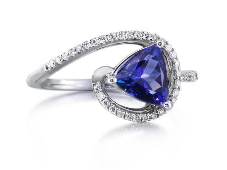 14K White Gold Tanzanite Diamond Ring For Discount