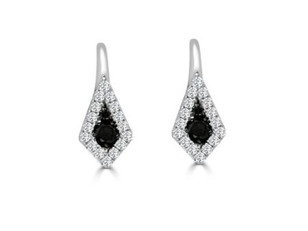 14k White Gold .34cttw Black & .40cttw White Diamond Kite Shape Earrings Supply