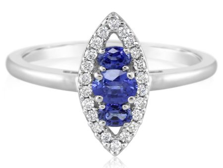 14K White Gold Sapphire Diamond Ring Online now