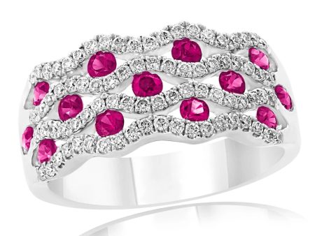 14k White Gold .90cttw Ruby & .48cttw Diamond Band Online Sale