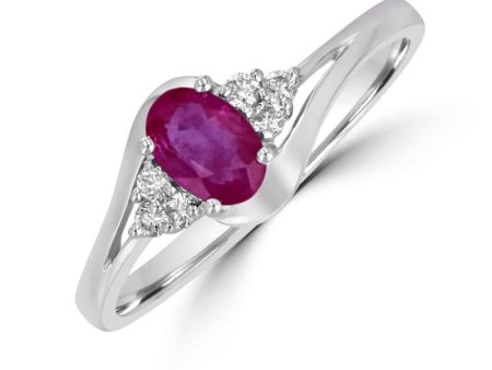 14k White Gold .51ct oval Ruby & .09cttw Diamond Ring Online Sale