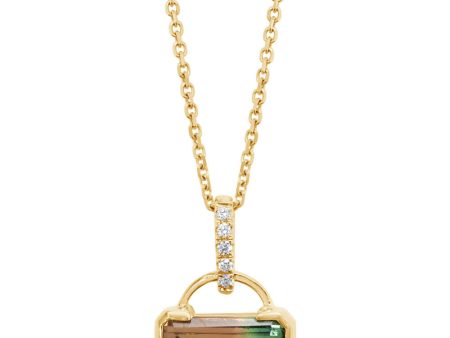 14K Yellow Gold Bi-Color Tourmaline Diamond Pendant Online