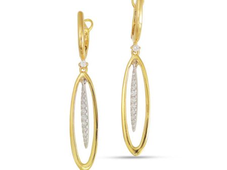 14k Two Tone Gold .28cttw Diamond Oval Dangle Earrings Online Sale