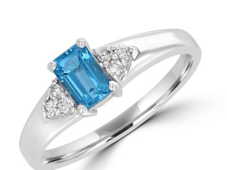 14k White Gold .77ct Blue Topaz & .10cttw Diamond Ring Cheap