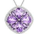 14k White Gold 6.02ctw Amethyst & .15ctw Diamond Pendant Discount