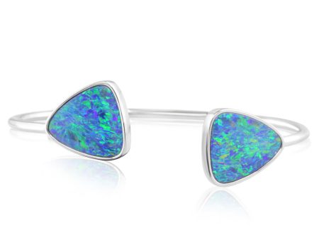 14K White Gold Australian Opal Doublet Bracelet For Discount