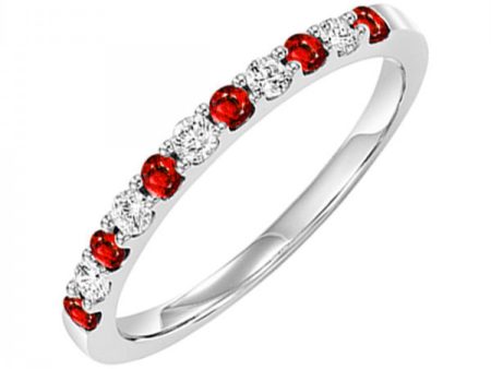 10k White Gold .20cttw Ruby & .20cttw Diamond Band For Cheap