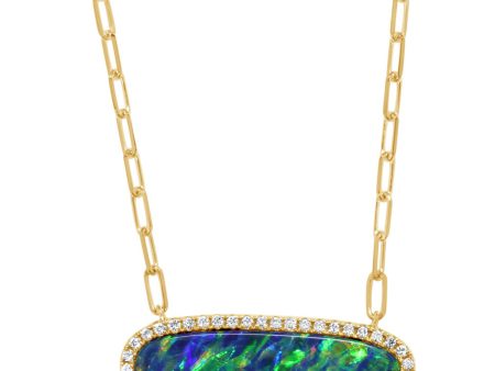 14K Yellow Gold Australian Opal Doublet Neckpiece For Discount