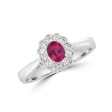 14k White Gold .44ct oval Ruby & .17cttw Diamond Halo Ring Fashion