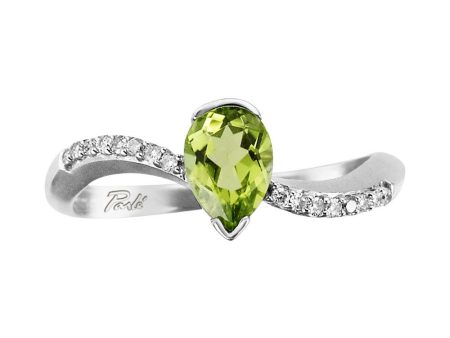 14K White Gold Peridot Diamond Ring For Discount