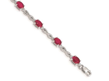 14k White Gold 4.50cttw Ruby & .27cttw Diamond Bracelet Cheap