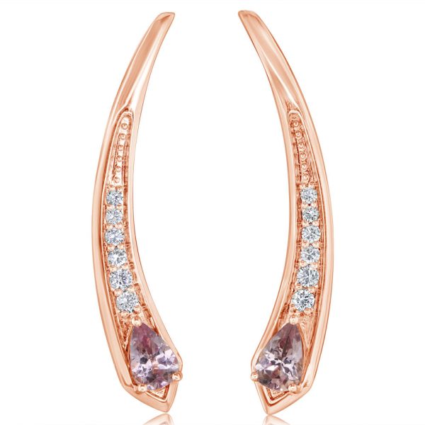 14K Rose Gold Lotus Garnet Diamond Earrings For Discount