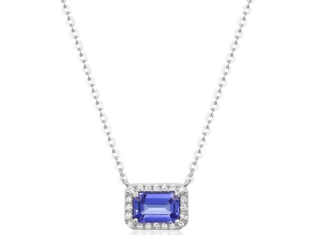 14k White Gold .80ct Tanzanite & .05cttw Diamond Necklace Sale