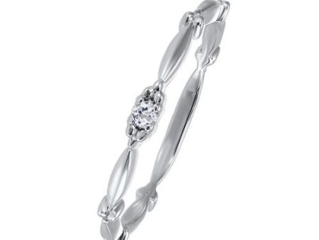 10k White Gold .04ct White Topaz Band Discount