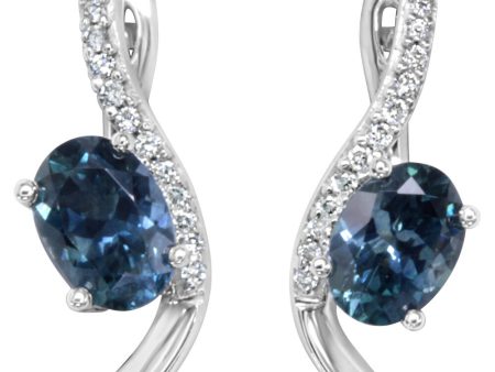 14K White Gold Montana Sapphire Diamond Earrings Online Hot Sale