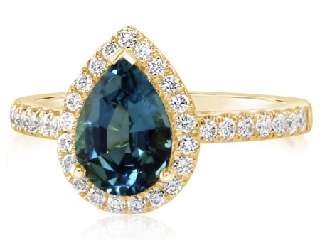 14K Yellow Gold Lagoon Tourmaline Diamond Ring Online Hot Sale