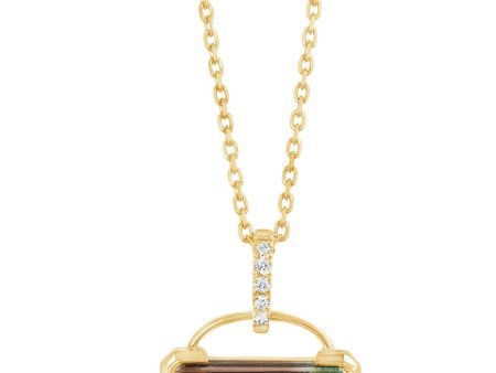 14K Yellow Gold Bi-Color Tourmaline Diamond Pendant Sale