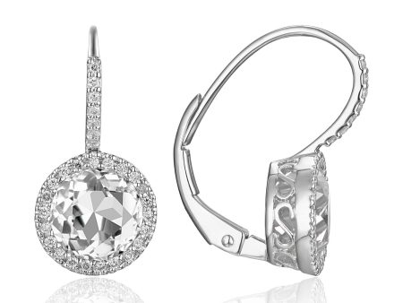 14k White Gold 3.12cttw White Topaz and .15cttw Diamond Earrings Sale