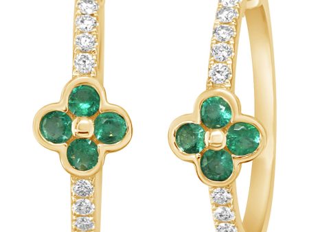 14K Yellow Gold Emerald Diamond Ear on Sale