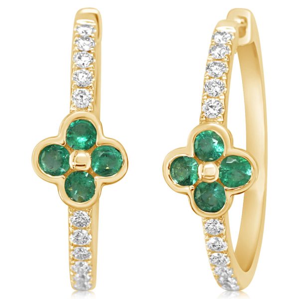 14K Yellow Gold Emerald Diamond Ear on Sale