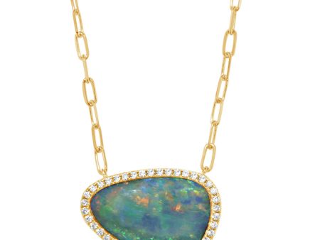 14K Yellow Gold Australian Opal Doublet Neckpiece Supply