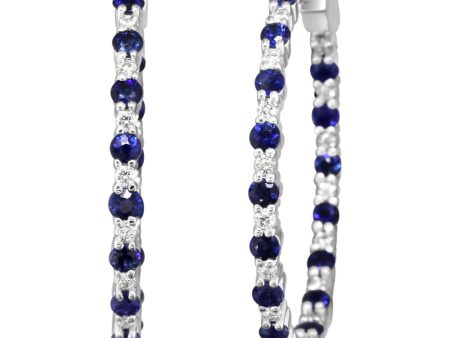 14K White Gold Sapphire Diamond Earrings Online Sale