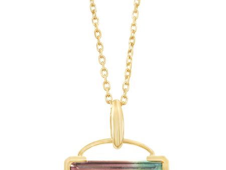 14K Yellow Gold Bi-Color Tourmaline Pendant Online now