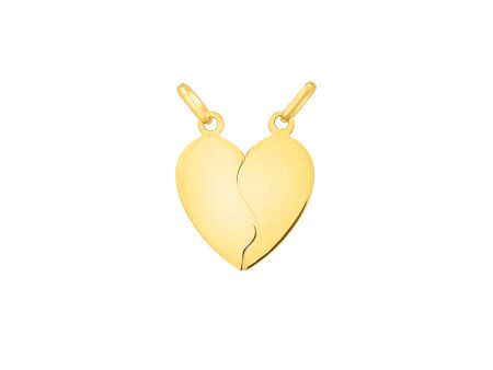 14K Gold Doube Bail Broken Heart Pendant Cheap