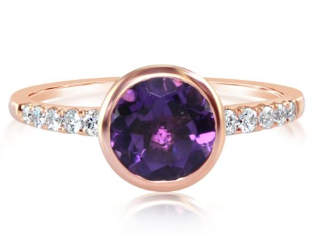 14K Yellow Gold Amethyst Diamond Ring Online