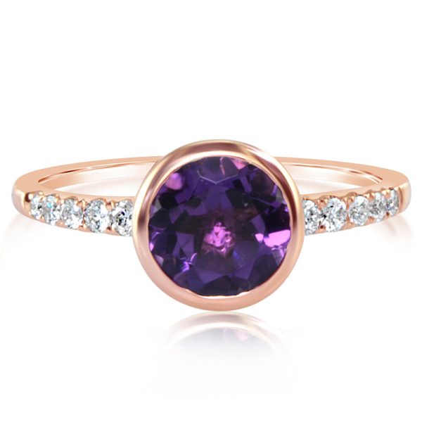 14K Yellow Gold Amethyst Diamond Ring Online