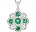 14k White Gold .57ct Emerald & .31ctw Diamond Pendant For Discount