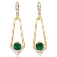 14K Yellow Gold Brazilian Emerald Diamond Earrings Hot on Sale