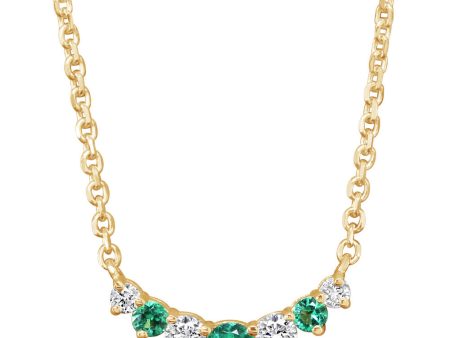 14K White Gold Emerald Diamond Neckpiece Cheap