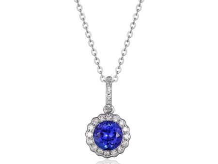 14k White Gold .97ct Tanzanite & .13cttw Diamond Necklace Discount