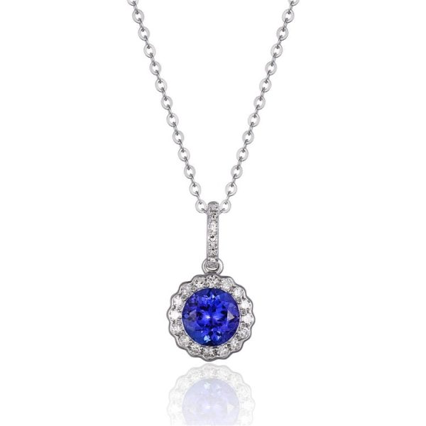 14k White Gold .97ct Tanzanite & .13cttw Diamond Necklace Discount